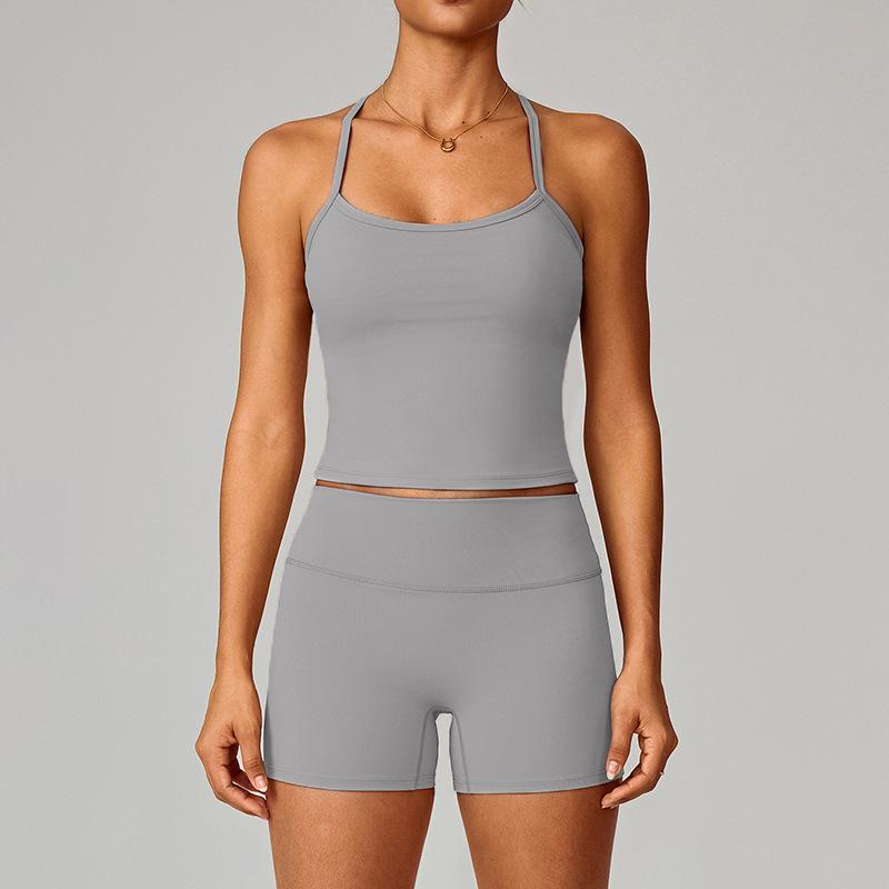 Women's European & American Yoga Set: Quick-Dry Fitness Shorts & Vest for Outdoor Running