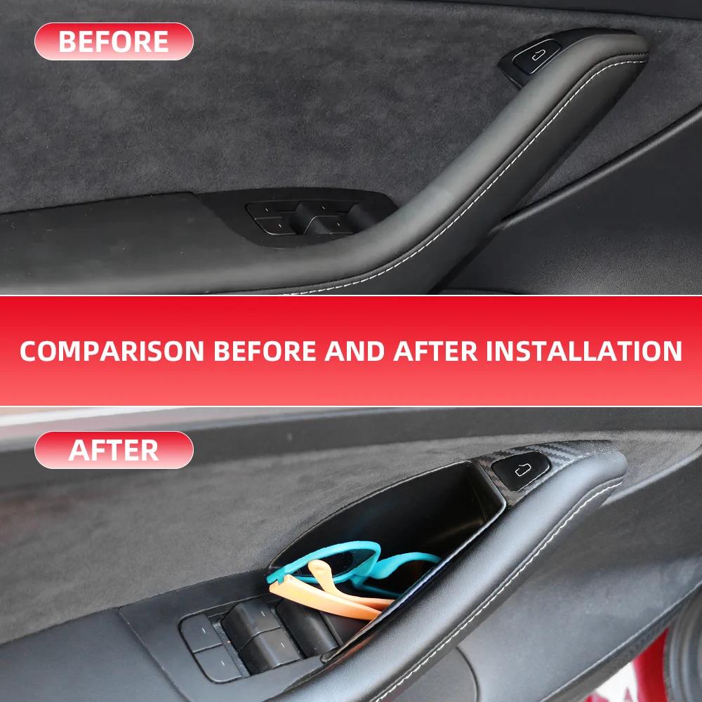 for Tesla Model 3 2017-2023 Model Y 2020-2024 Door Handle Storage Box Interior Accessories Inner Handle Organizer Phone Holder