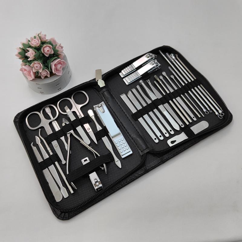 30-Piece Stainless Steel Manicure & Pedicure Set with Nail Clippers, Eyebrow Tweezers, and Blackhead Tools