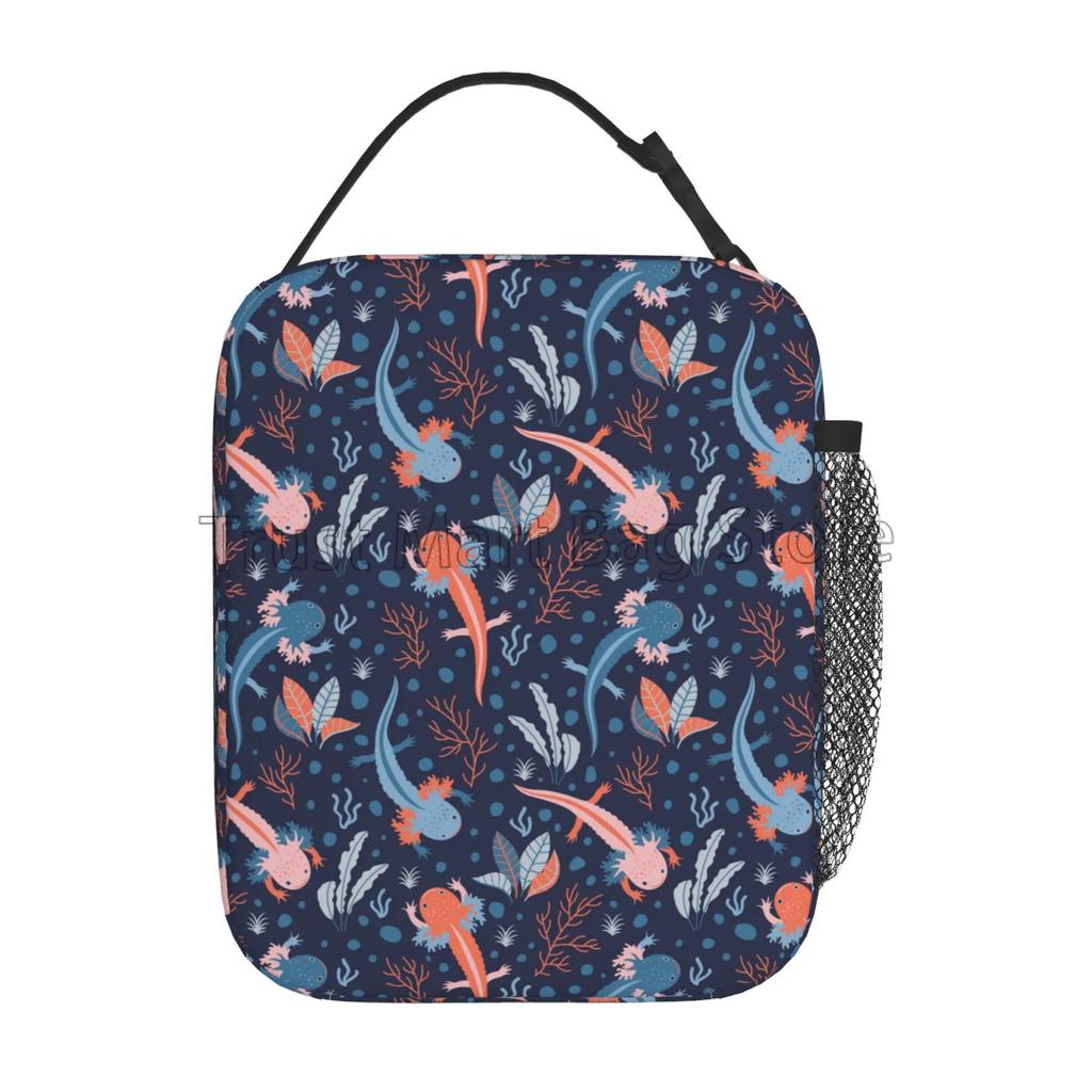 Axolotl Lunch Box Reusable Insulated Lunch Bag Thermal Cooler Tote for Boys Girls Teen School Men Women Picnic Travel Hiking