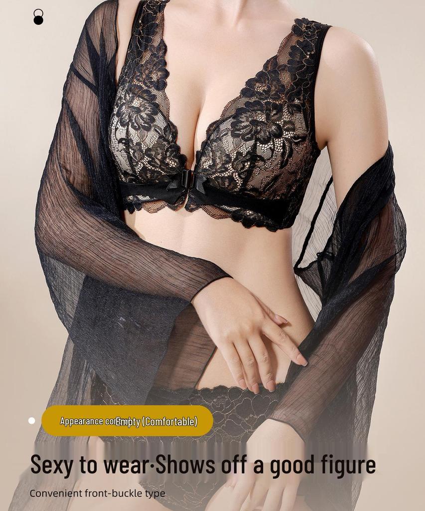 Reggiseno Push-Up Ricamato Stile Cinese: Chiusura anteriore, Sollevamento e Supporto per Seno Piccolo