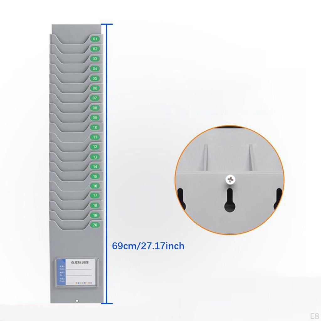 Time Cards Rack Payroll Recorder Display with Screw Retractable Office Card Holder Wall Mount