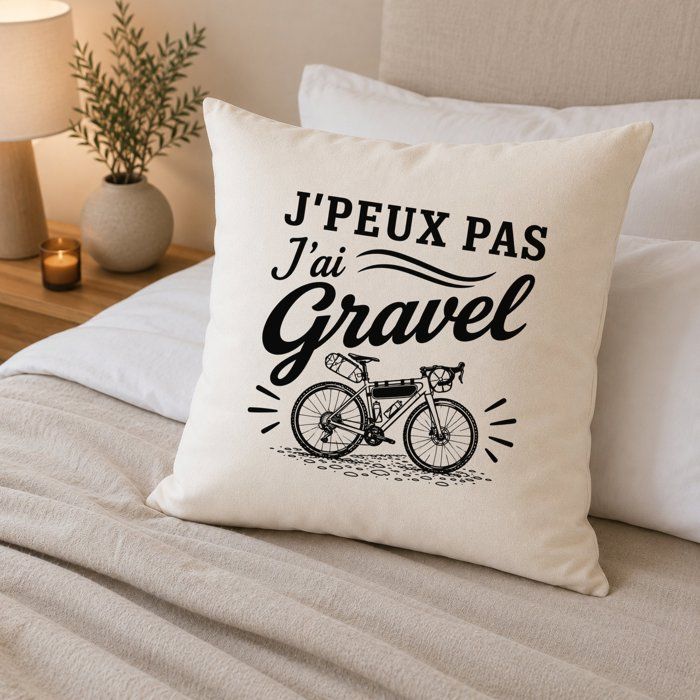 Housse de Coussin J’peux pas j’ai Gravel J'peux pas minimaliste | Coton Canvas Fairtrade 305 g/m² Zip Invisible Taille 40×40 cm