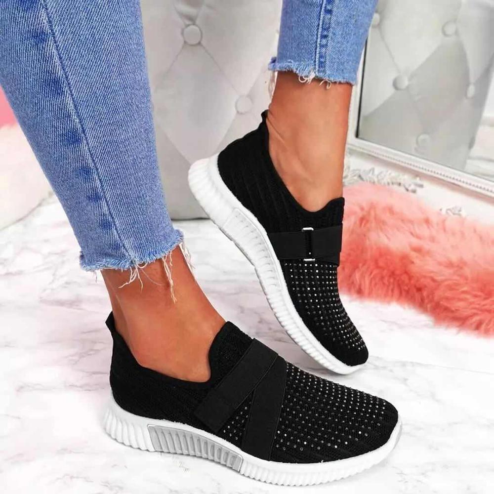 Damen Slip On Sportschuhe Fitness Sneaker Strass Turnschuhe Strick 899315 Top Damen Slip On Sportschuhe Fitness Sneaker Strass Turnschuhe Strick 899315 Top