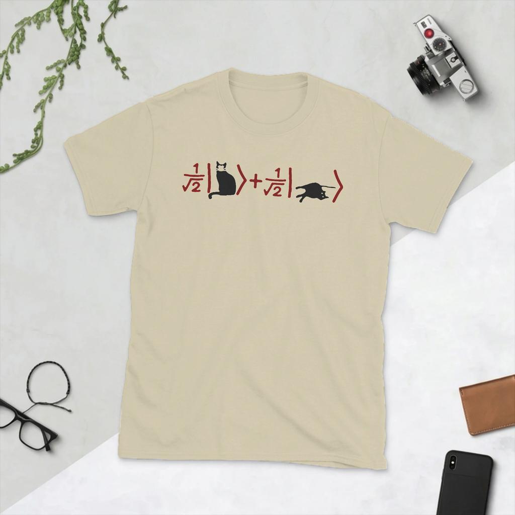 Unisexs Schrdingers Cat Math Science T Shirts 100 Cotton Tops Funny Short Sleeve Crewneck Tee Shirt Summer TShirt