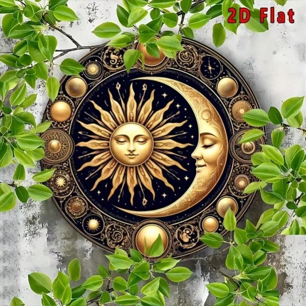 Vintage Tin Sign Sun Moon Wall Art Metal Home Decor