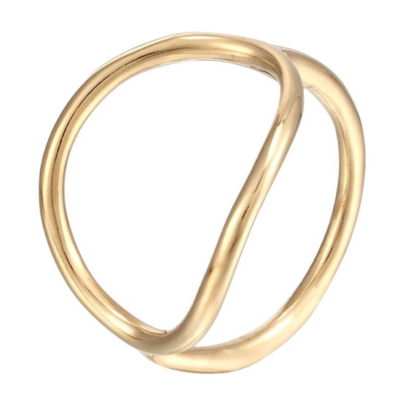 520 Valentine's Day Irregular Geometric Line Ring Titanium Steel Does Not Fade Light Luxury High-end Ring Female Niche Ins