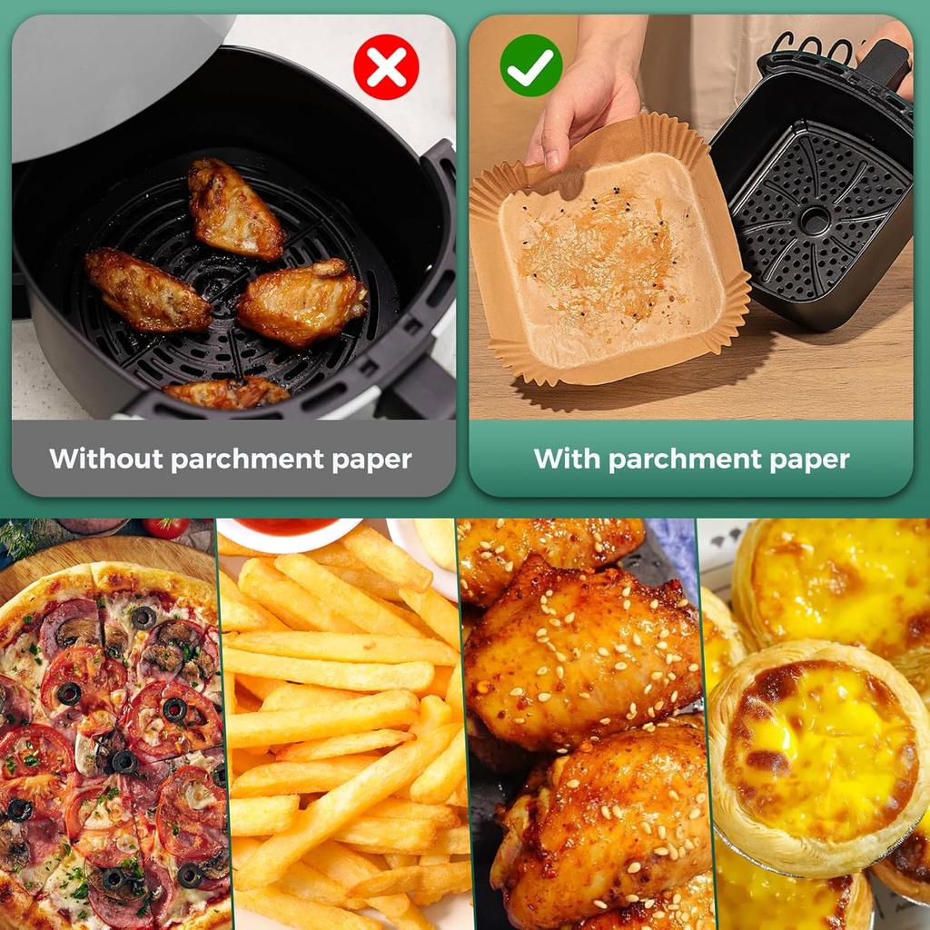 50/200PCS Kitchens Accessories Air Fryer Paper Kitchen Utensils Disposable Square Round Pastry Molds BBQ Plate Non-stick Pad