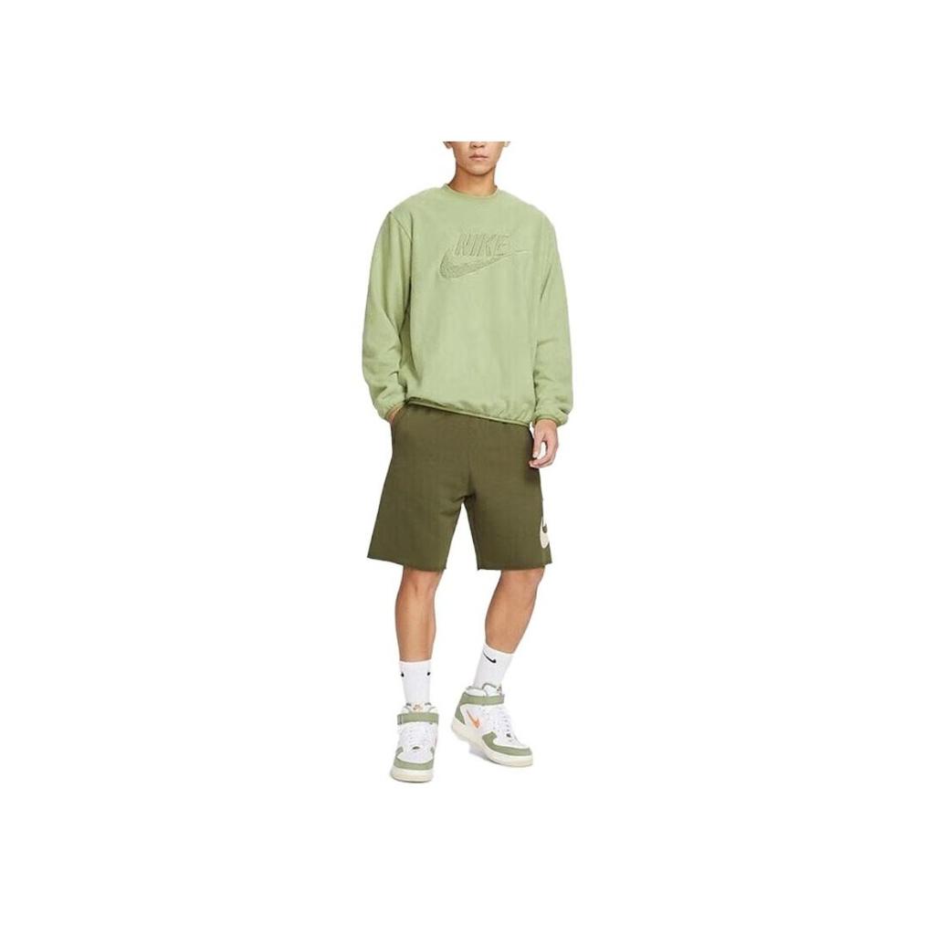 Nike Logo Fleece Casual Pullover Sweatshirt Men Tops Green DQ4889-334
