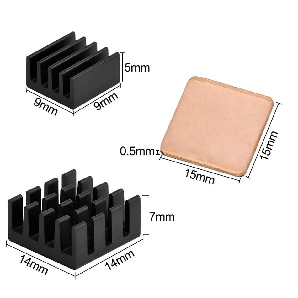 Kit Refroidissement 3 En 1 Pour Raspberry Pi 3/2/B+ - Radiateur Cuivre + Cales Aluminium, Dissipateur Thermique