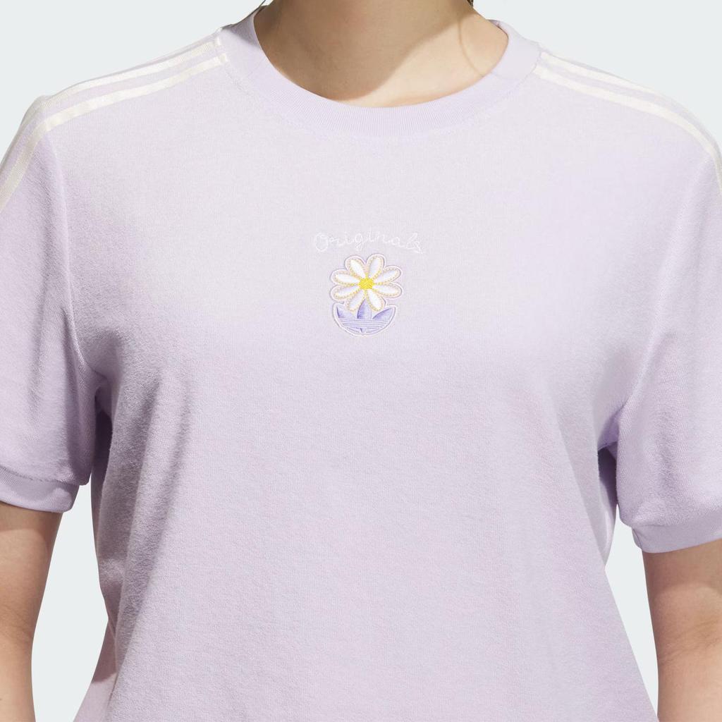 Adidas Originals Graphic T-Shirt Comfortable Soft Skin-Friendly Fashion Short Sleeve Regular T-Shirt Women Tops Light-Purple KB8961