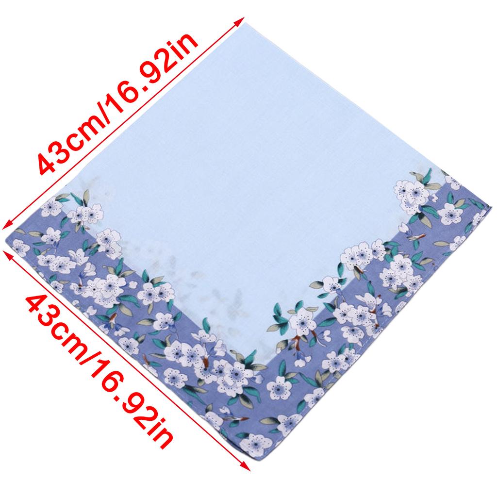 Ladies Elegant Handkerchief Cotton Handkerchiefs Hanky for Women Soft Absorbent Comfortable Fabric Flower Pinted Hanky