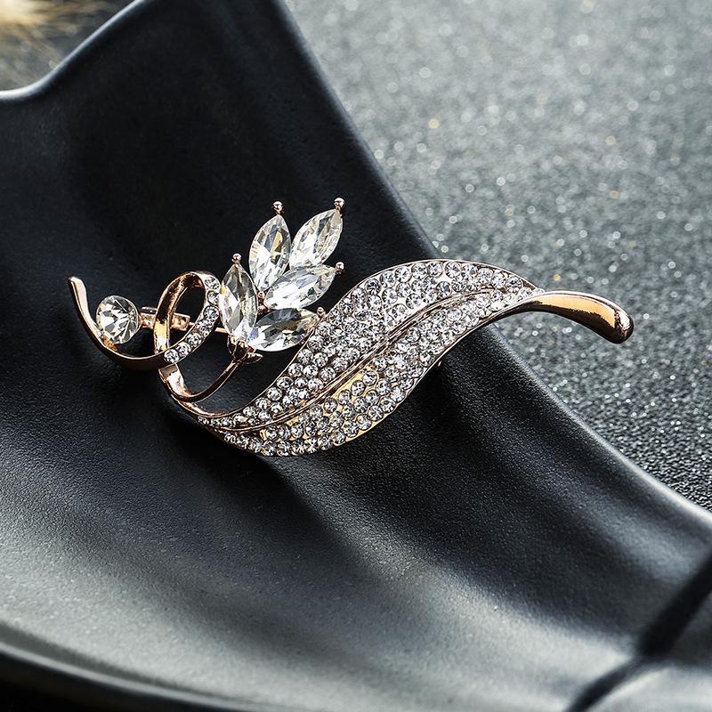 

Брошь «Нарцисс» Женственность Полный Бриллиант Листья Брошь Значок Премиум Дизайн Булавка С Аксессуарами