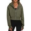 Women's Fashion Casual Hooded Zip Padded Long Sleeve Solid Colour Sweatshirt