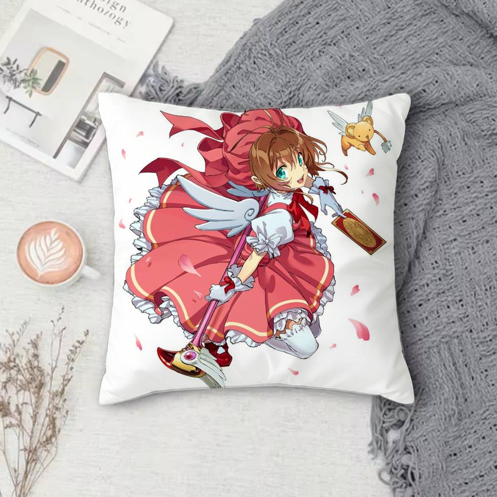 C-Cardcaptor Sakura Double-Sided Printed Square Pillow Cover Decorative Cushion Cover For Sofa Bedroom Bedside
