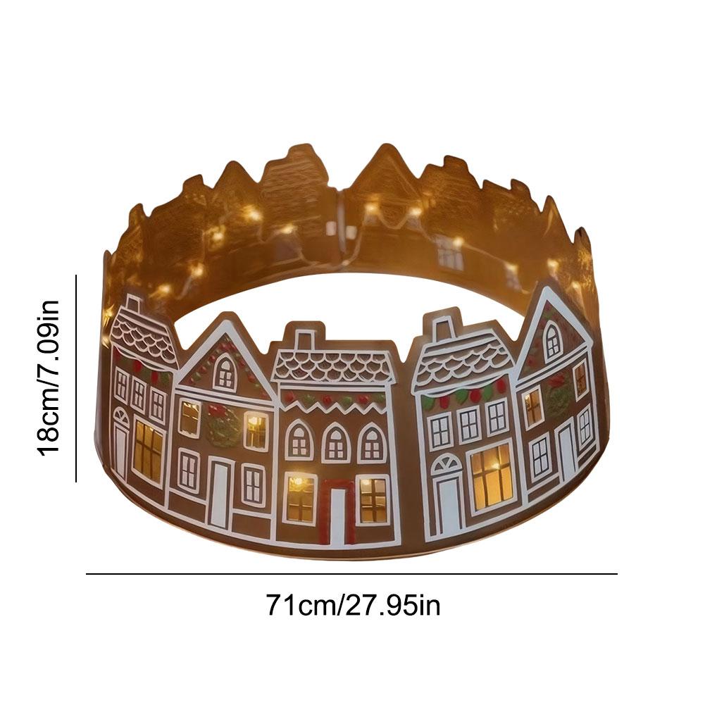 

Юбка для рождественской елки в виде пряничного домика со светодиодными огнями, подставка для рождественской елки, подставка для рождественской елки, подставка для праздничного декора