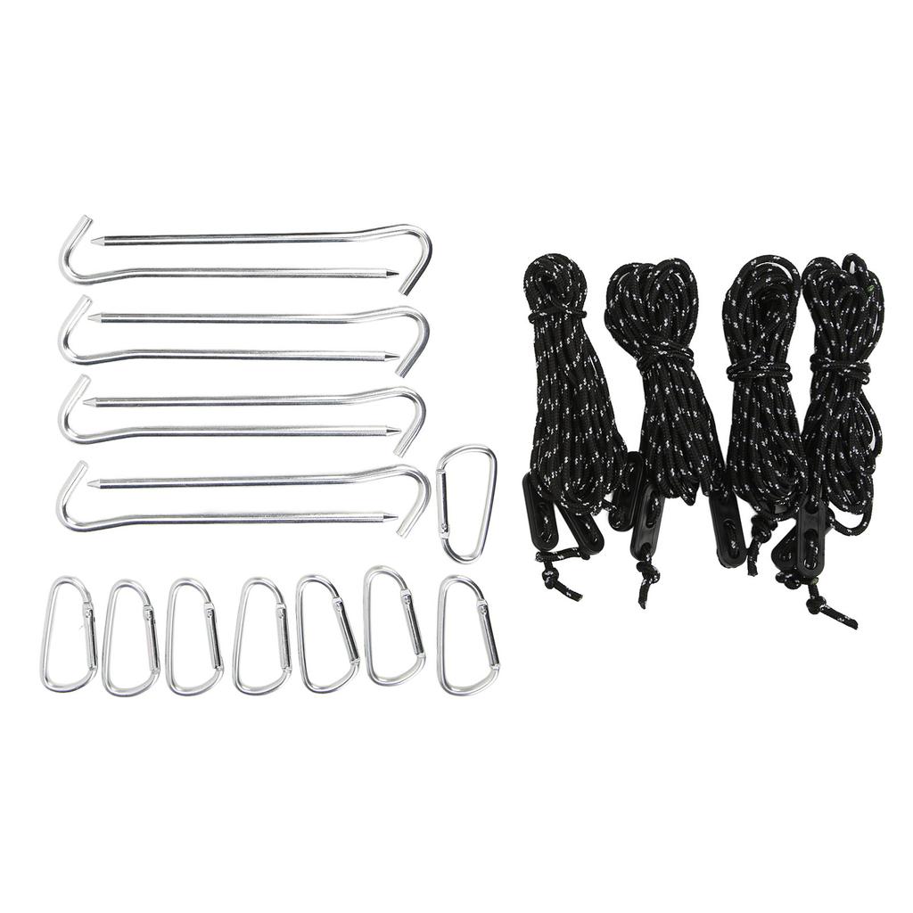 Camping Tent Stakes with 2m Wind Ropes Aluminum Buckles for Outdoor Picnic Adventure