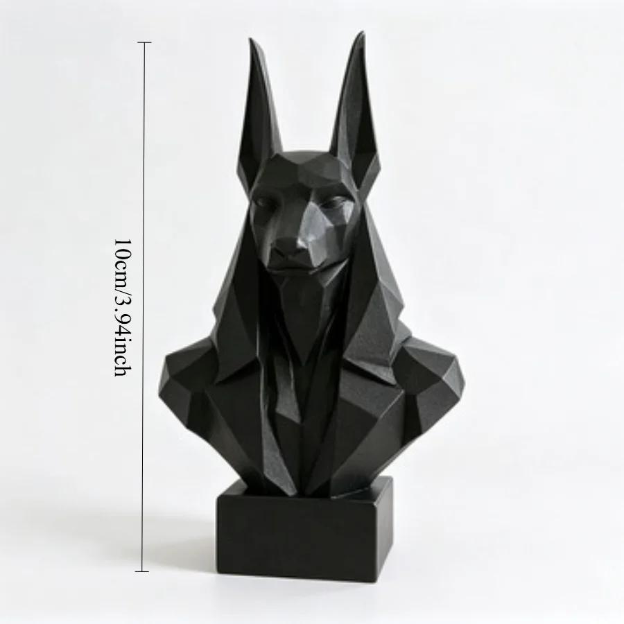 Polygon Anubis Bust Black Plastic Egyptian Divine Sculpture Geometric Abstract Desktop Ornament Dark Mythology Decoration Gifts