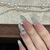 Zircon ins wind cat's eye pure handmade wearing nail nude white pure desire advanced long nail art patch fake nail