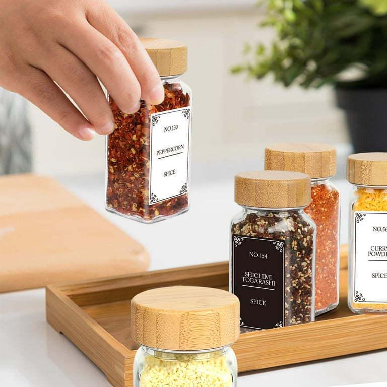 Bamboo Lid 120ml Glass Spice Jar - Square Seasoning Container