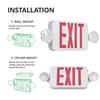 AC120/277V Red Exit Sign LEDs Combo Emergency Light with Adjustable Two Head Backup Batterys Wall