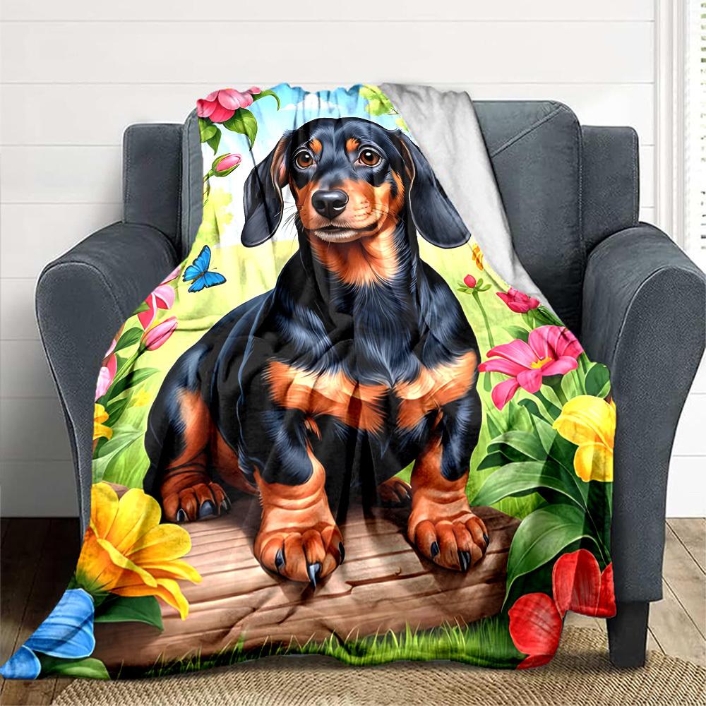 1PC Dachshund Blanket, Throw For Sofa, Bed, Travel, Camping, Livingroom, And Bed, Printing Blanket With Soft And Warm Fabric yy250918131
