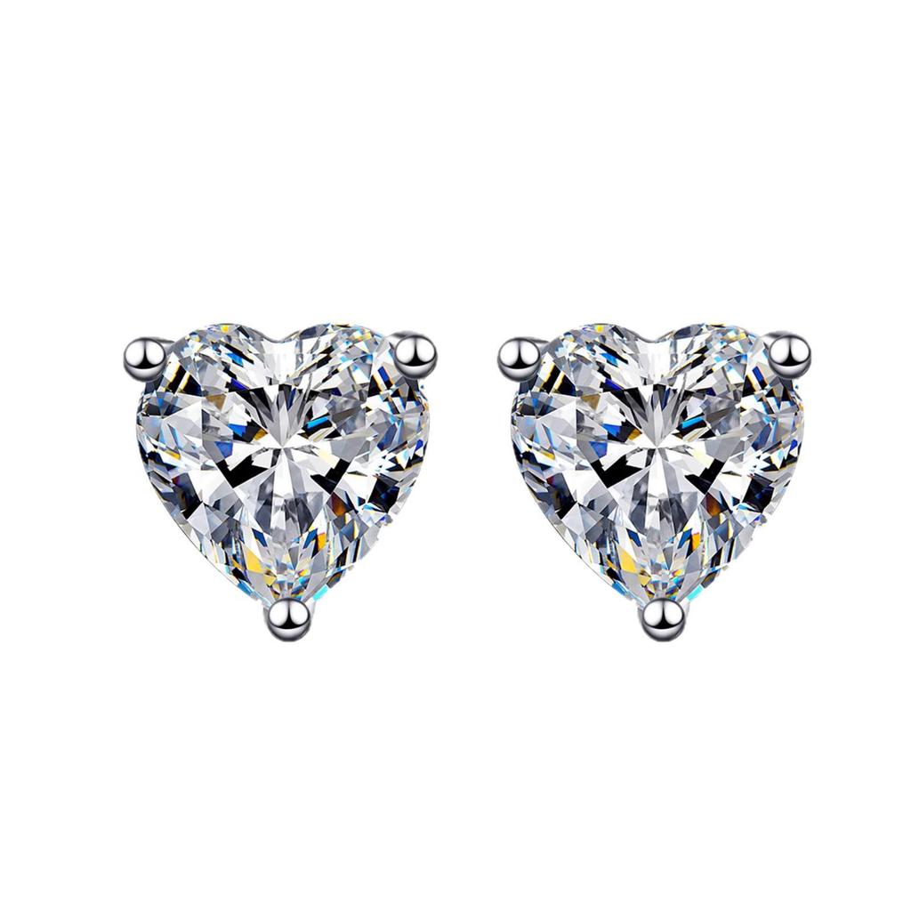 S925 Sterling Silver Moissanite Heart-Shaped Stud Earrings - Korean Style, High-End Jewelry