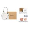 New COACH Town Canvas With Leather Bucket Bag, Handbag, Shoulder Bag, Crossbody Bag Trumpets Women's White 2312-IMRFF
