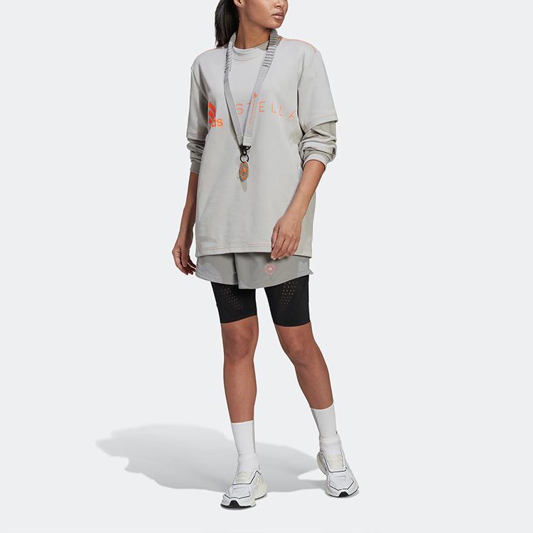Adidas x Stella McCartney Collaborative Pure Letter Print Sports Casual Short Sleeve T-Shirt Women Tops Grey HB7404