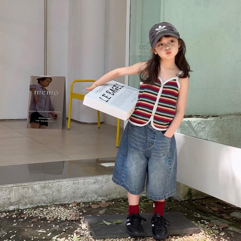 

Girls Striped Button-Down Summer Vest 160 cm