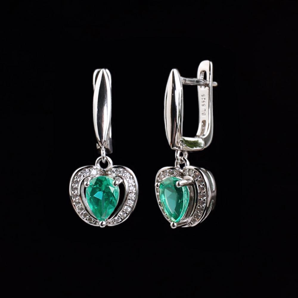 

Серьги в форме сердца «Любовь», созданные из грушевидного изумруда нано и стерлингового серебра 925 пробы, изящные ювелирные украшения для женского предложения и подарка на вечеринку M зелёный