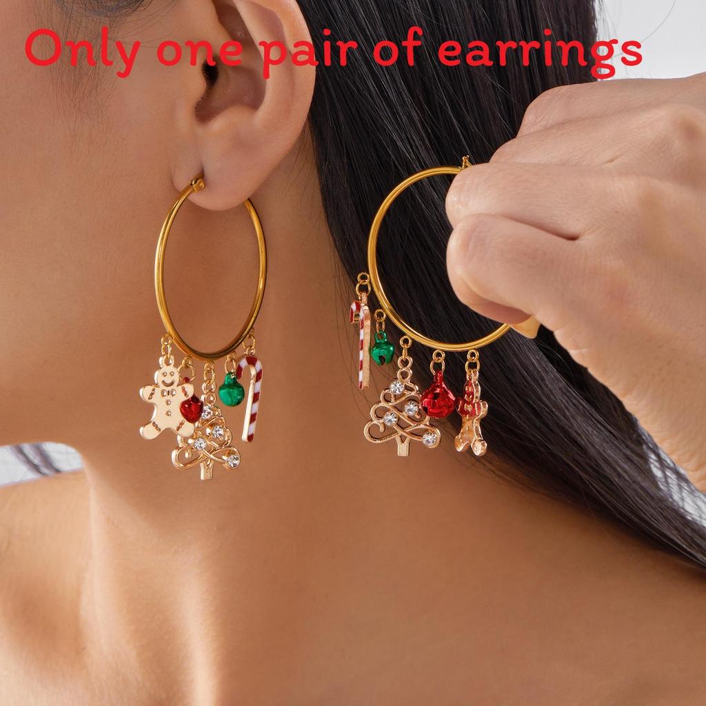 Christmas Theme Alloy Earrings With Suede Tassels Details For Seasonal Wear