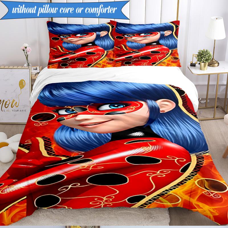 3PCS Miraculous Adventures Bedding Set,Including 1pc Duvet Cover And 2pcs Pillowcases Perfect for Bedroom, Dormitory, Fan Christmas gift