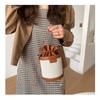 Vintage Color Block Bucket Bag Trendy Shoulder Purse Fashion Round Cylinder Crossbody Handbag for Women CLE