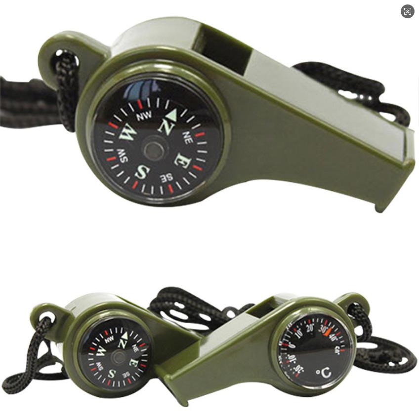 3 In 1 Emergency Safety Whistle Loud Survival Whistle Multi Functions with Mini Compass for Outdoor Hiking Camping Boating