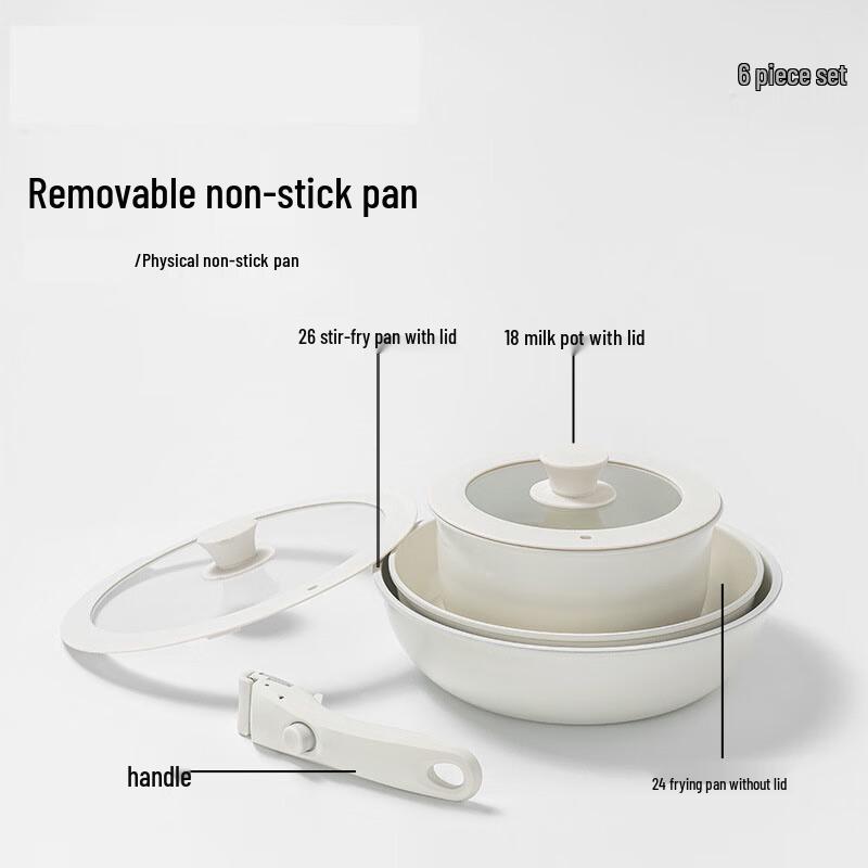 Mr. Jian Ceramic White Non-Stick 6-Piece Cookware Set