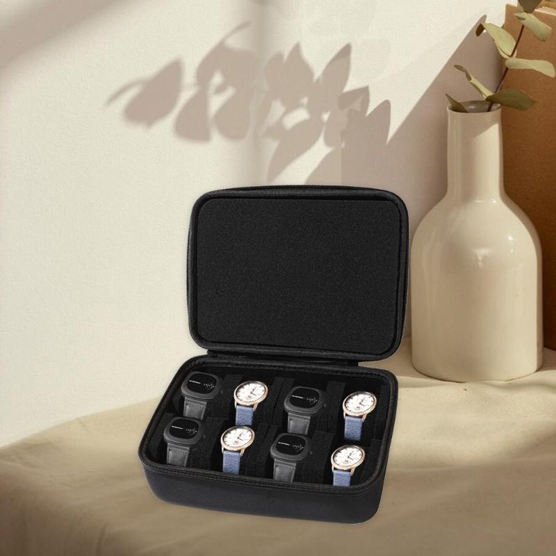 Tragbare 8-Schlitz Uhrenaufbewahrungsbox Armbanduhr Aufbewahrungskoffer Uhrensammleretui für Männer Frauen Erwachsene und Kinder