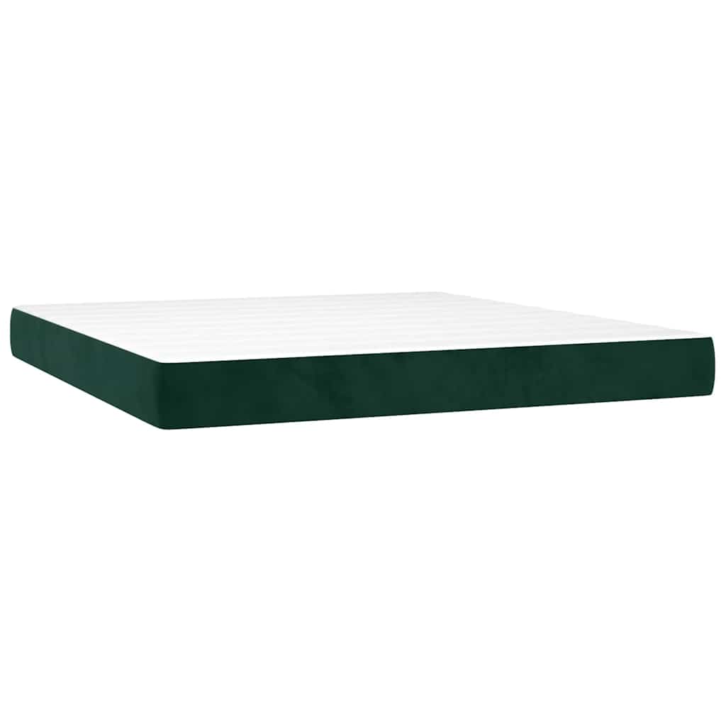 Box Spring Bed with Mattress Dark Green 160 x 200 cm Velvet