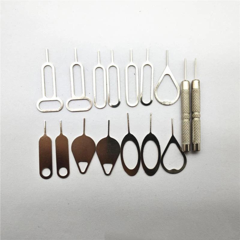 16Pcs/Set Broche d'éjection de carte SIM Aiguille Universelle pour téléphone portable Extracteur en Acier Porte-clés pour iPhone Samsung