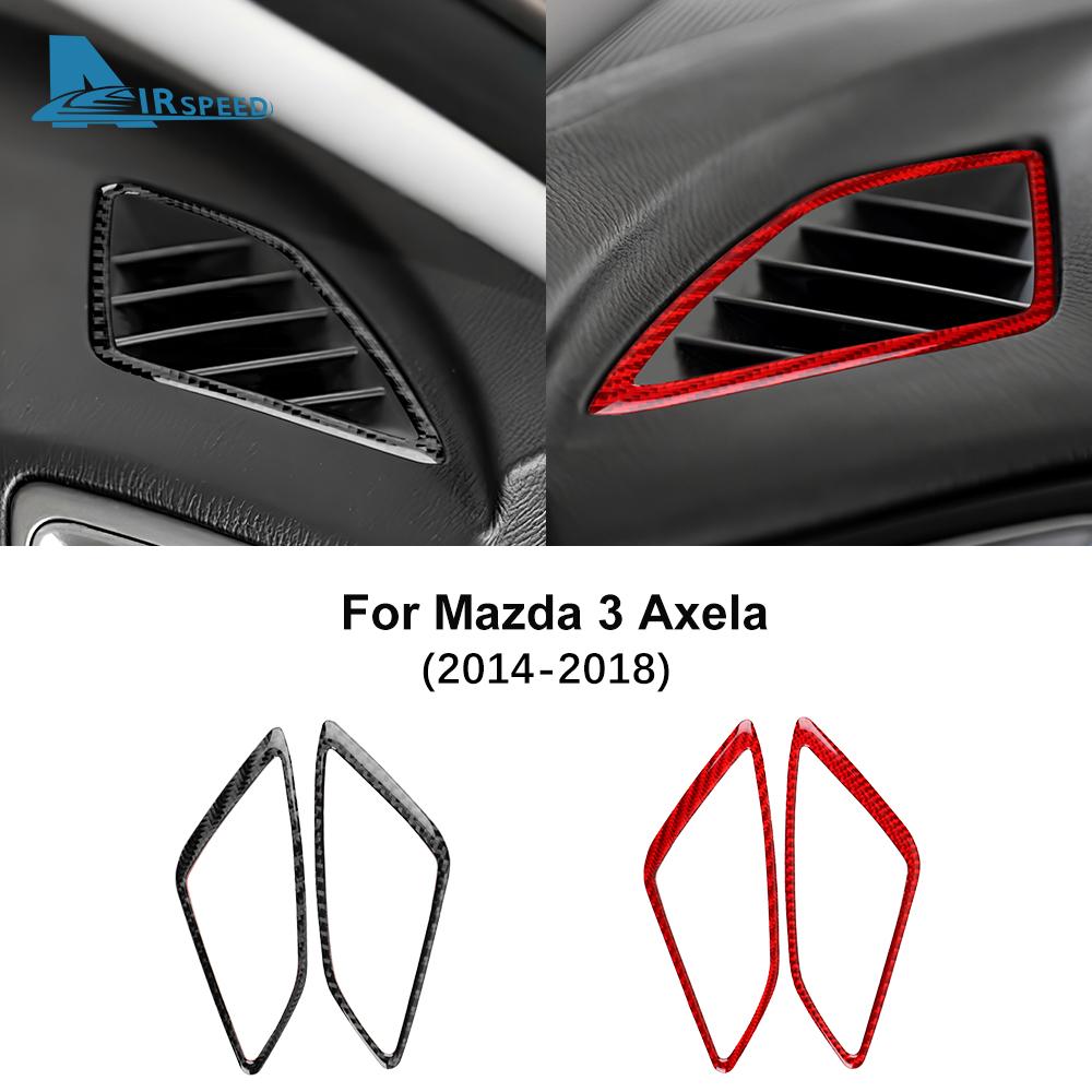 Real Carbon Fiber For Mazda 3 Axela 2014 2015 2016 2017 2018 LHD RHD Car Dashboard Both Side Air Outlet Accessories Sticker gbmqn50