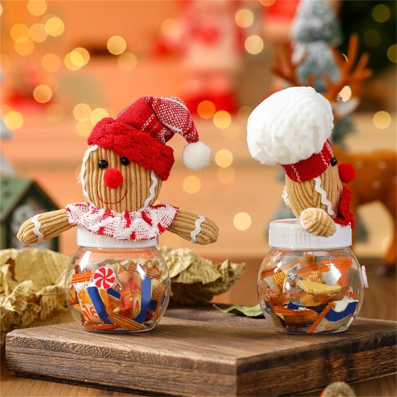 Set of 6 Festival Fabric Christmas Treat Boxes Delicate Festival Gingerbreads Man Candy Containers for Christmas Sweets