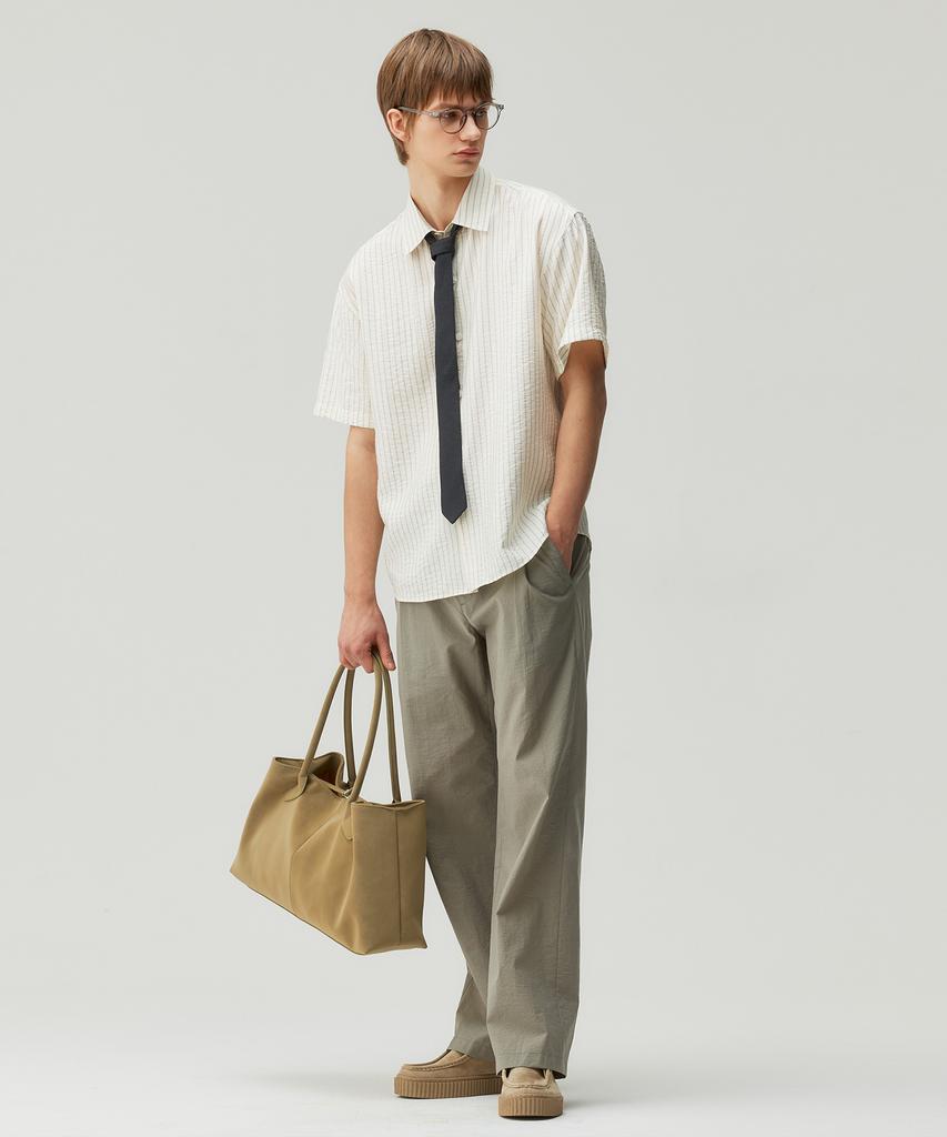 MINDBRIDGE [Couture] Wide Single-Pleat Full Elastic Waist Pants - 2 Colors