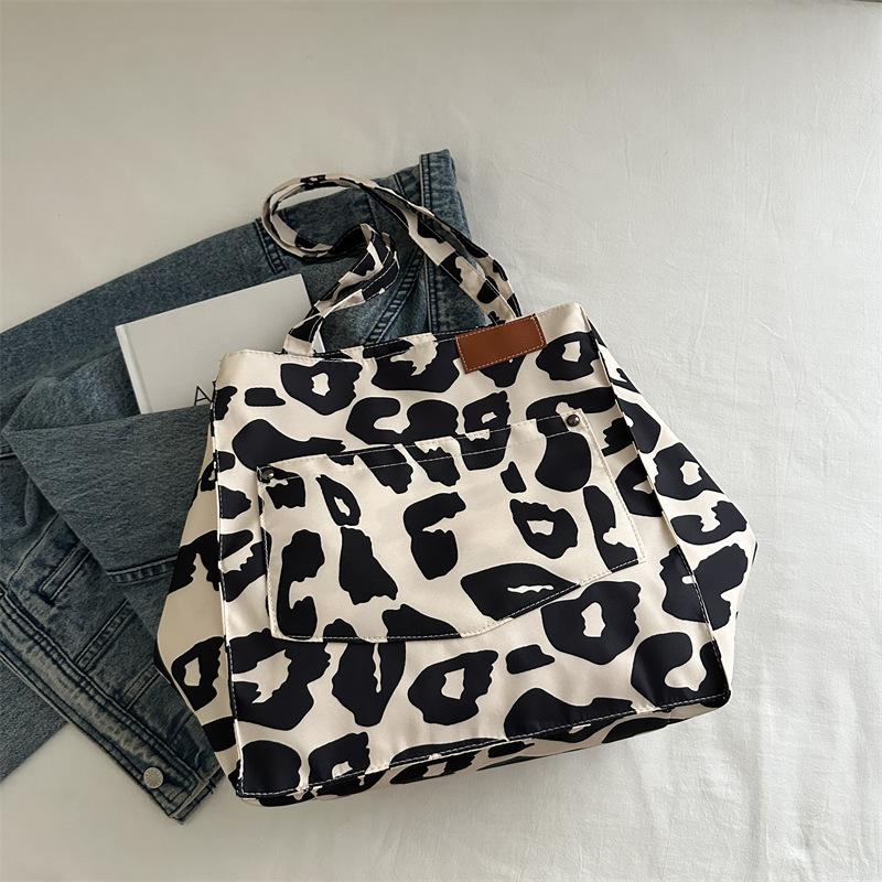 Women S Leopard Print Tote Bag Large Capacity Single Shoulder Commuter Bag