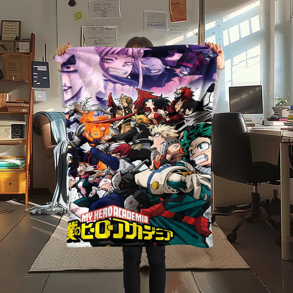 1Pc My Hero Academia Print Flannel Blanket, High Quality Comfortable for All Seasons, Home Decor, Warmth and Comfort, Perfect for Christmas Gifts
