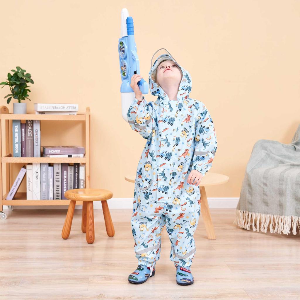 Children's 3D Cartoon Rain Poncho with Reflective Strips - Boys, Girls, Toddlers, Kindergarteners