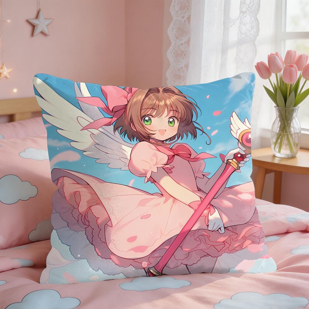 Anime CCardcaptor SSakura Pink Cushion Cover Square Short Plush Pillow Case Living Room Sofa Home Decor Funda X