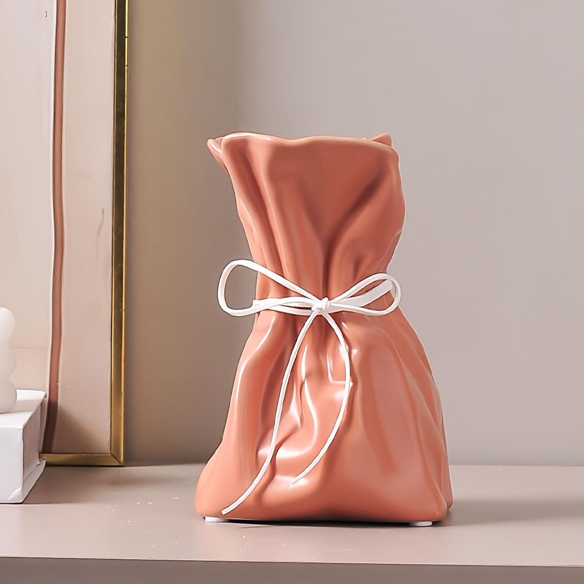 

Элегантная круглая ваза из смолы с акцентом в виде ленты - Идеально подходит для композиций из живых цветов, Идеально для декора гостиной, обеденного стола, Ваза для цветочной композиции 1pc розовый