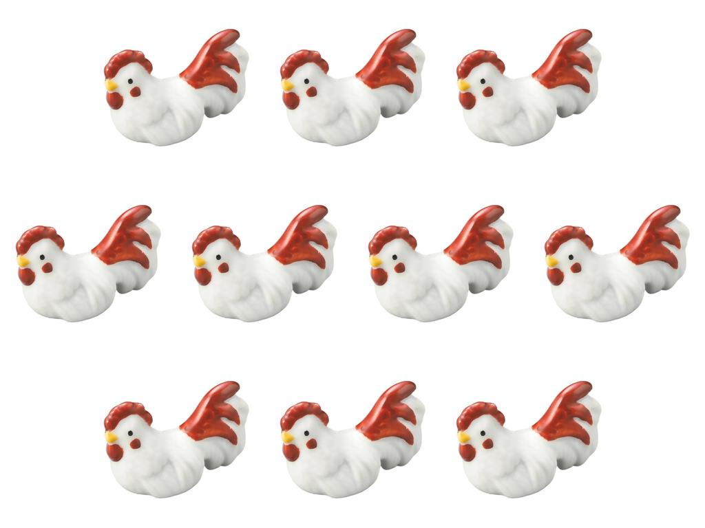Set of 10 Chopstick Rests with Decorative Chicken Designs x x 3 Chopstick Rests by Setomonohonpo (Red) [4.2 1.5 cm]