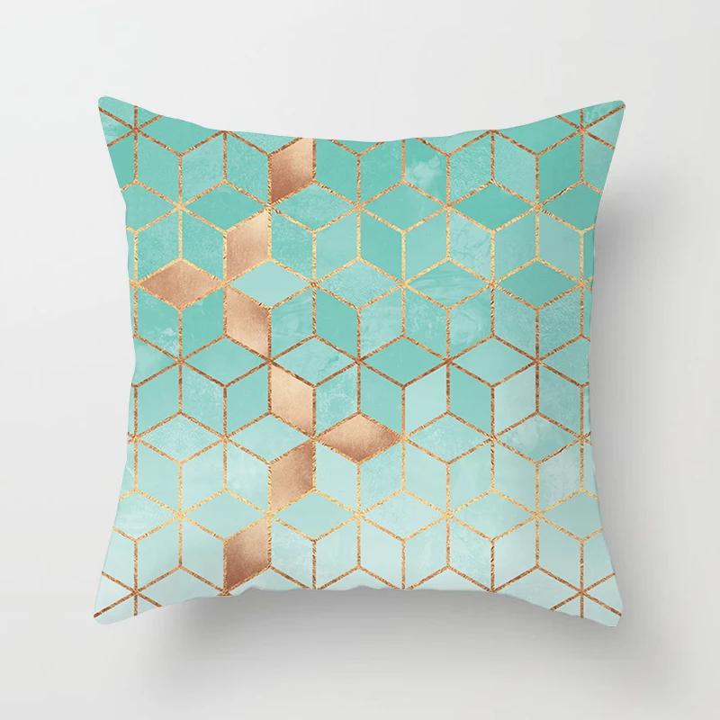Mint Geometric Cushion Cover Polyester 45X45CM Pillowcase Home Decorative Throw Pillow Covers