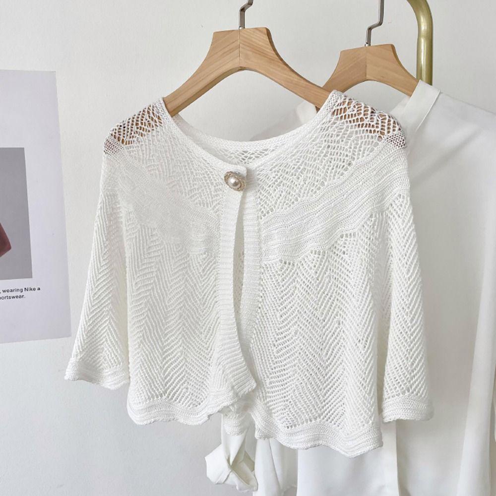 Knitted Cross Shawl Pure Color Blouse Shoulders Scarf Women Scarf Fake Collar Cape  Spring Autumn